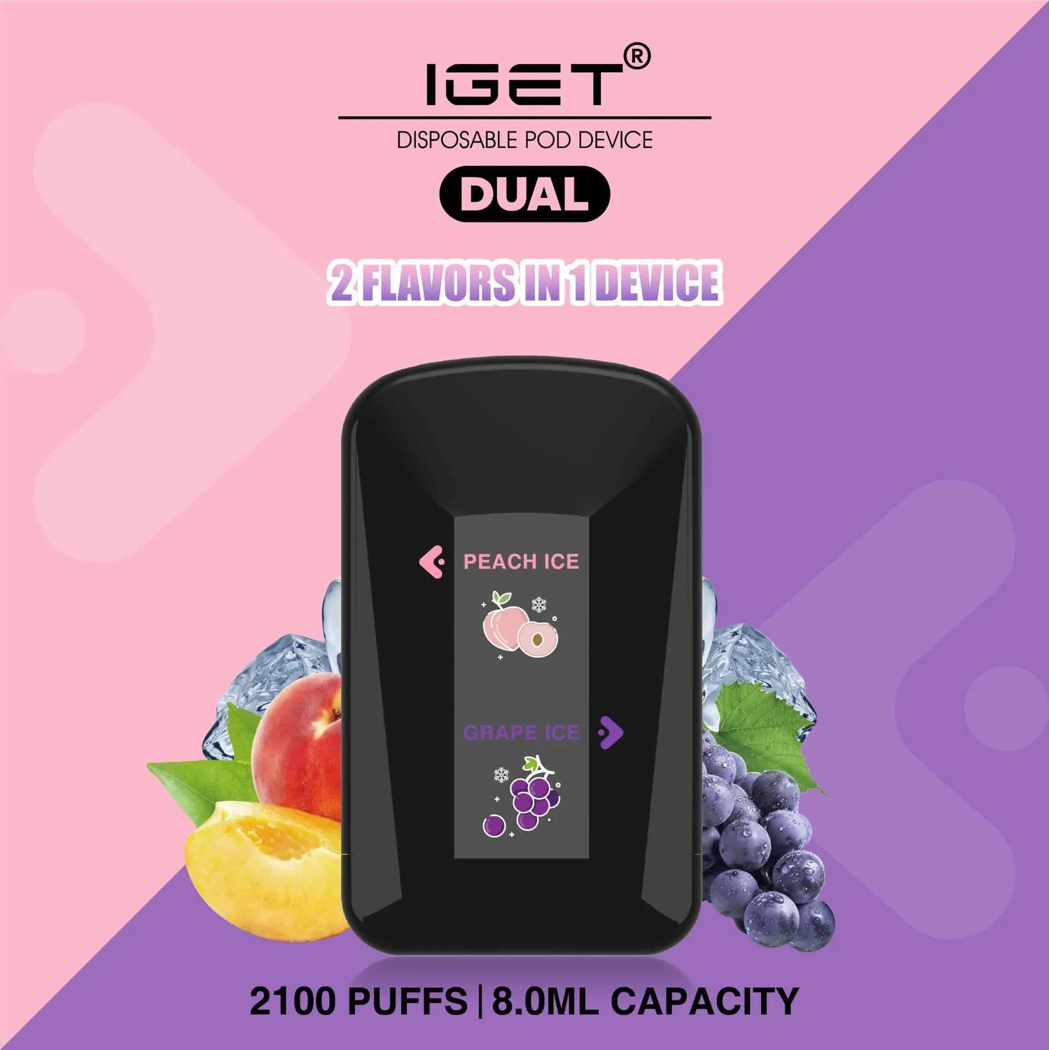 IGET Dual - Peach Ice & Grape Ice (2100 Puffs)
