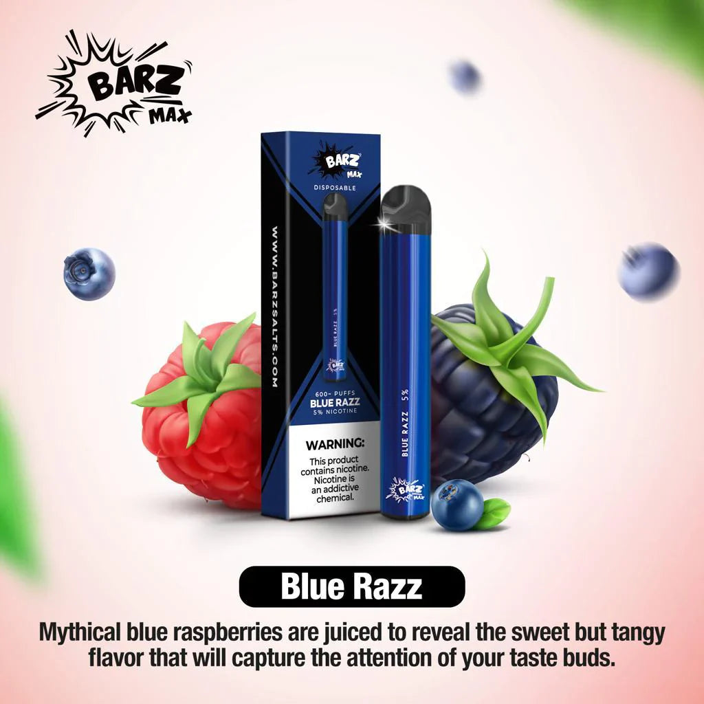 Barz Max Blue Razz Disposable - 600 Puffs